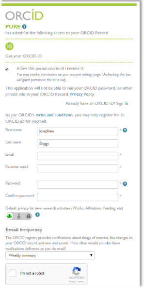 Register for ORCID