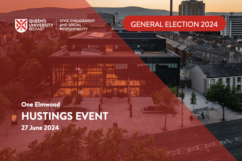 Flyer for Hustings 2024 event, showing image of One Elmwood