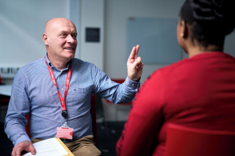 Academic taking student through a practical task in Mental Health Nursing