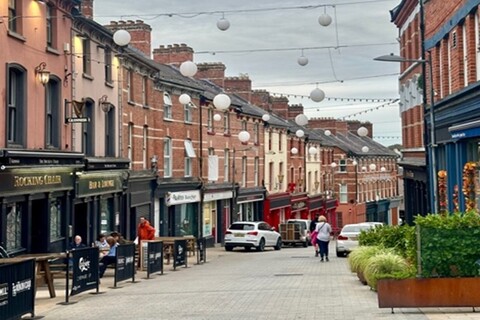 Street full of bars in Derry city