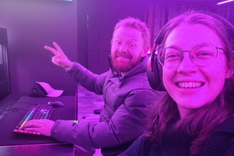 Student Lana and friend at Reboot cafe