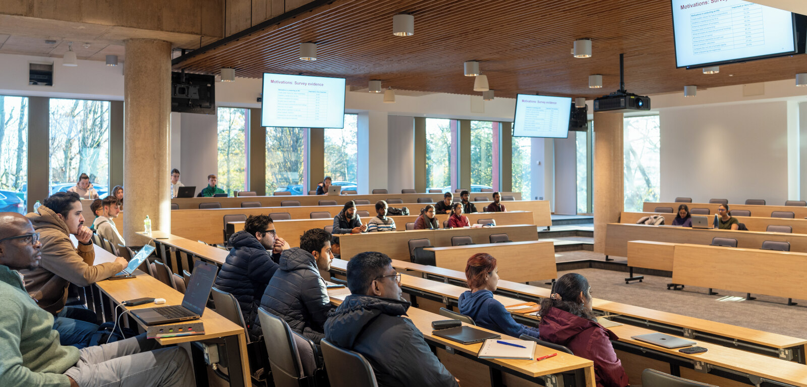 Students sitting in lecture hall in Riddel