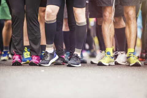Legs of marathon runners