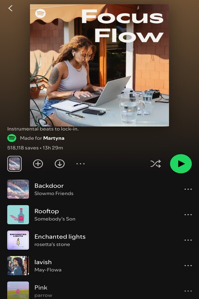 Focus and Flow Spotify playlist
