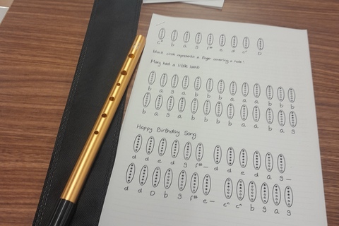 Sheet music and recorder