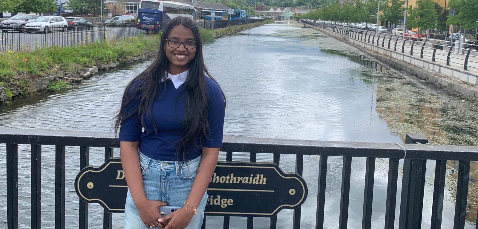 Student Natasha standing on bridge in Newry