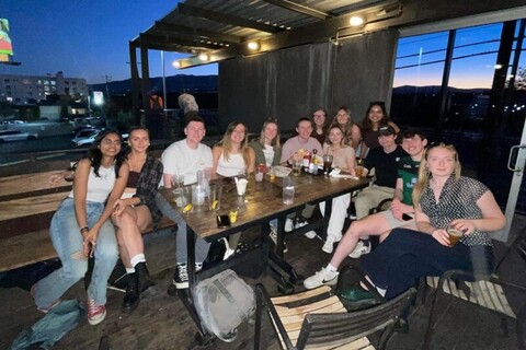 Student Priscilla with a group of fellow students abroad