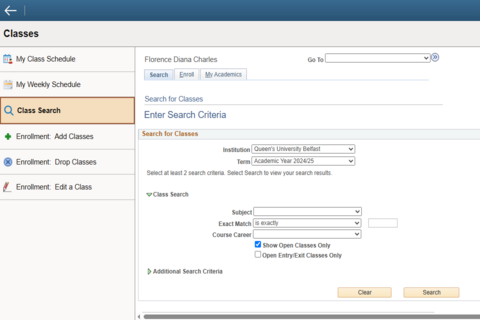 QSIS class enrollment