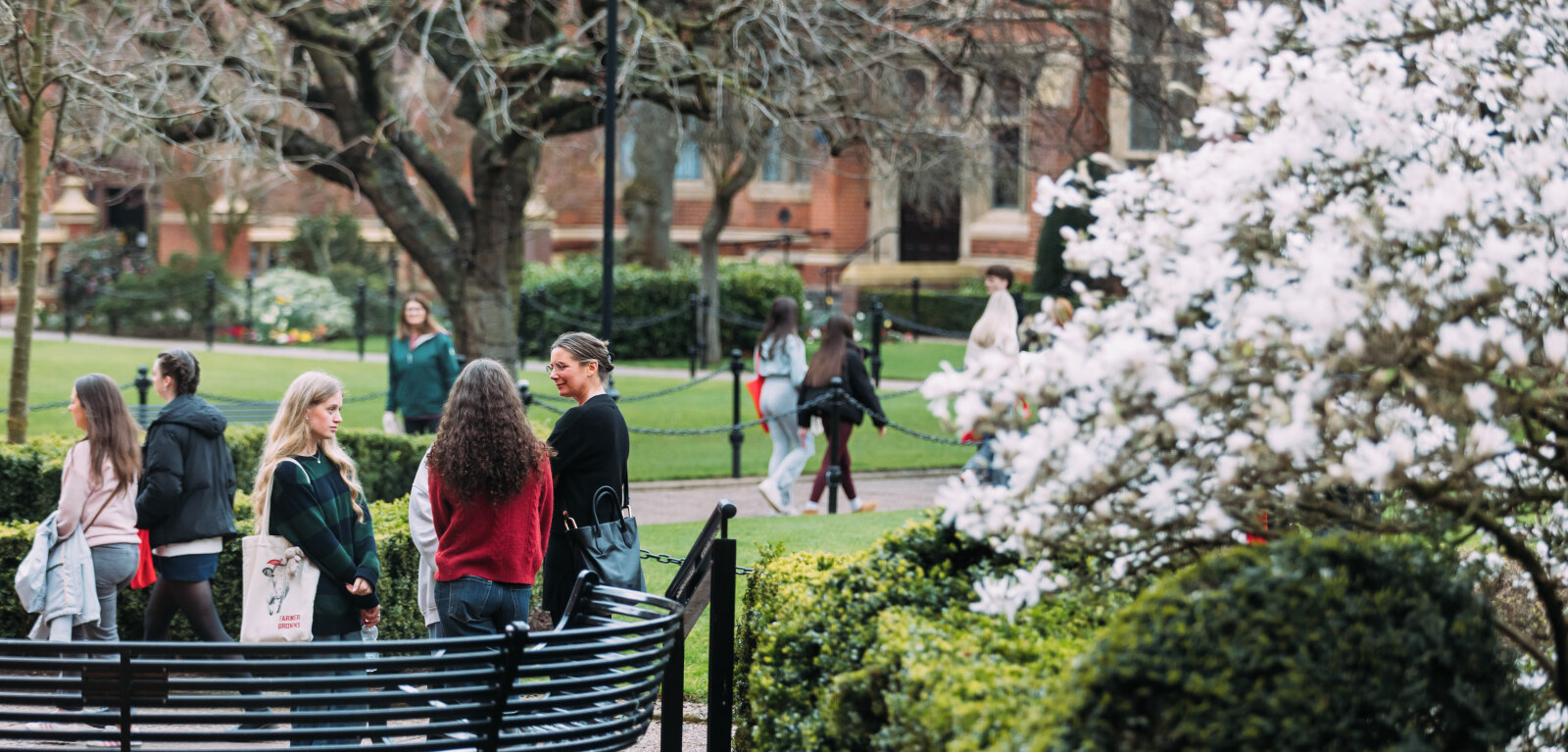 Students in the Quad on offer holder day