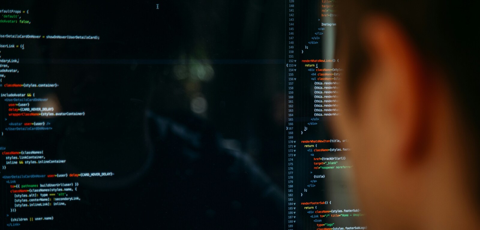 Person looking at code on computer