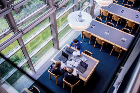 Students working on laptops in the McClay