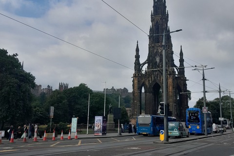 Tramline and cathedral in Edinburgh